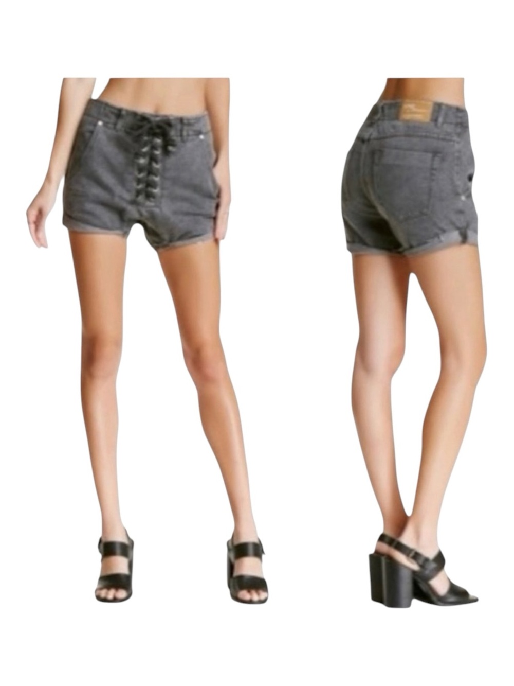 new Kourtney Kardashian’s ⇝ One Teaspoon ⇝ Superfreaks Lace Up Denim Shorts ⇝ 24 - Picture 4 of 16